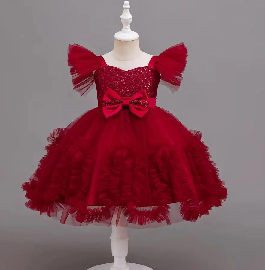 Sequined Children Party Dress Girly Dresses Tutu Girl's Festive Clothes From 4 to 10 Years