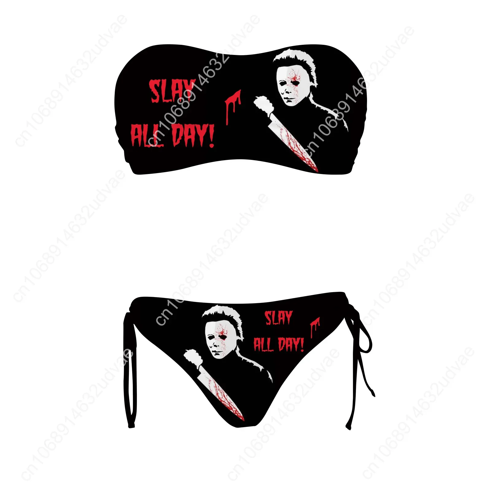 ملابس سباحة M-Michael M-Myers للسيدات مكونة من قطعتين برباط، ملابس سباحة مخصصة، ملابس سباحة بيكيني قابلة للتخصيص