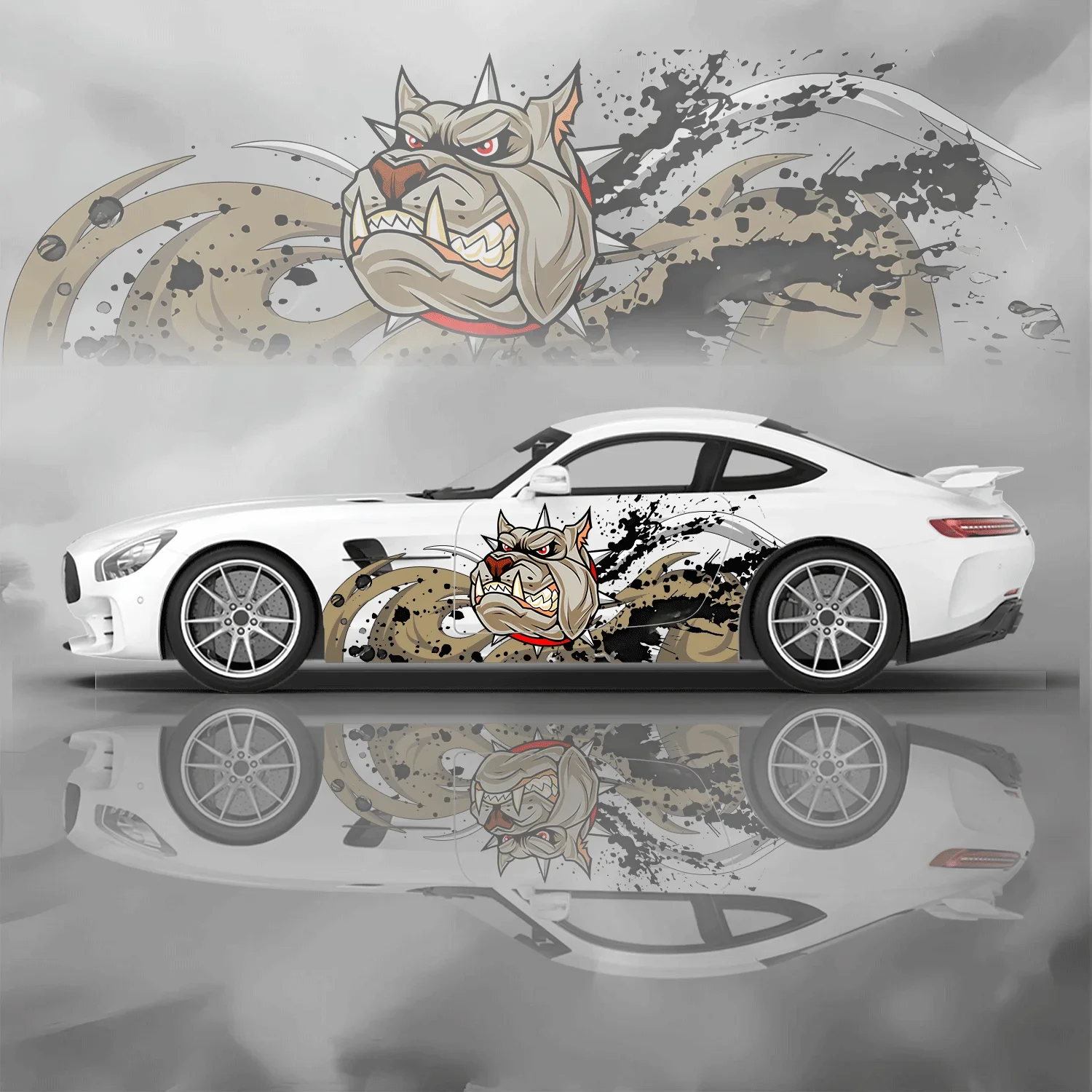 Angry Cartoon Animal Dog Car Side Sticker Vinyl Self-adhesive Paper Motorsport Paint Decal Suitable for Truck Suv Decoration