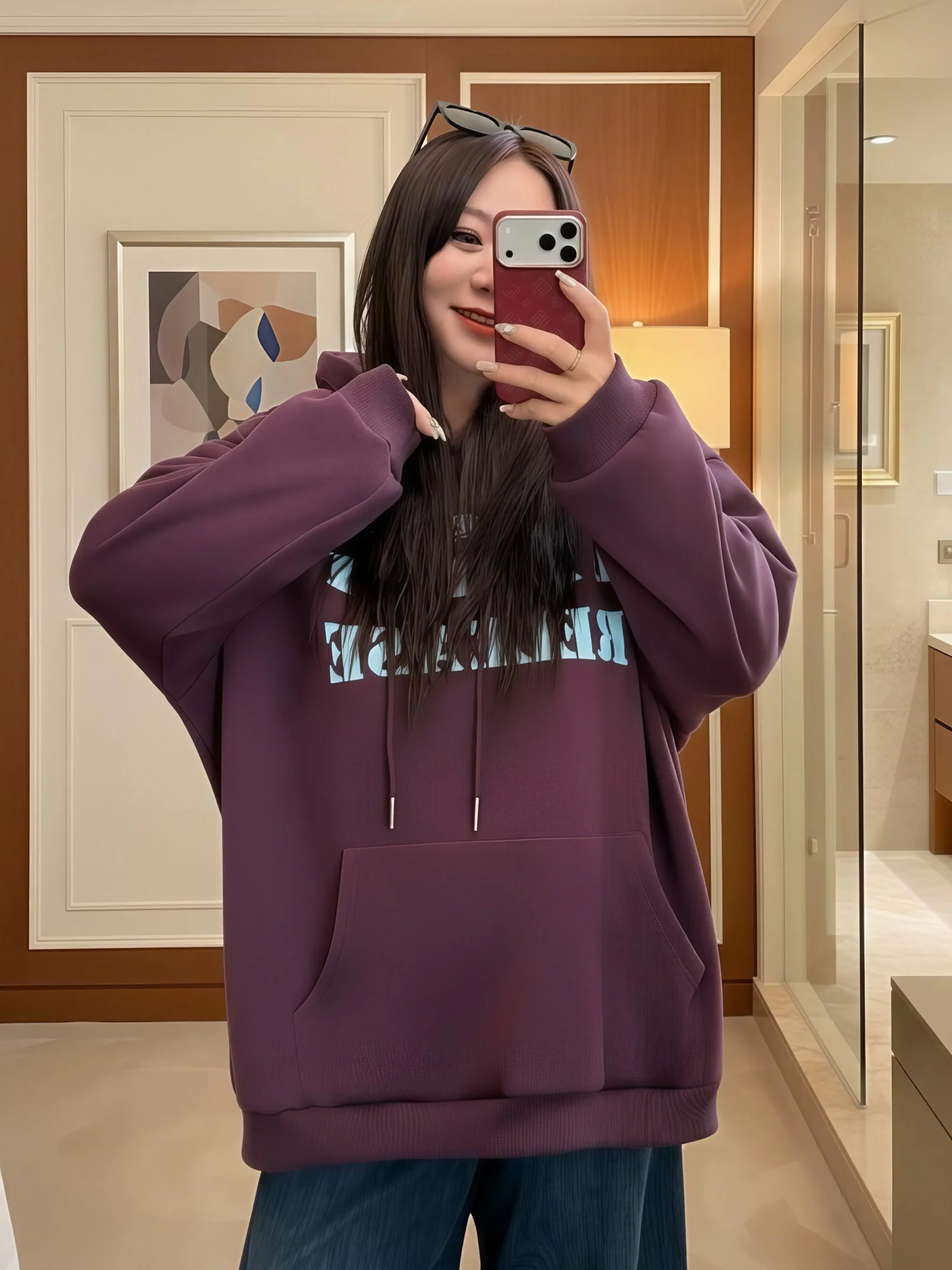 

plus Size Women's Hooded Fleece Lined Sweatshirt Slimming Design Casual Versatile Letter Print Commute Friendly Autumn Winter