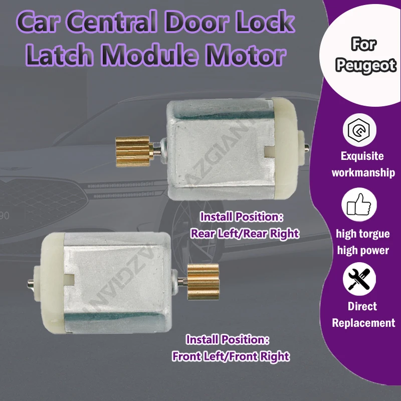 

AZGIANT For Peugeot 106 205 309 405 605 Partner accessories Car Central Door Lock Latch Module Motor 9 teeth copper gear repair