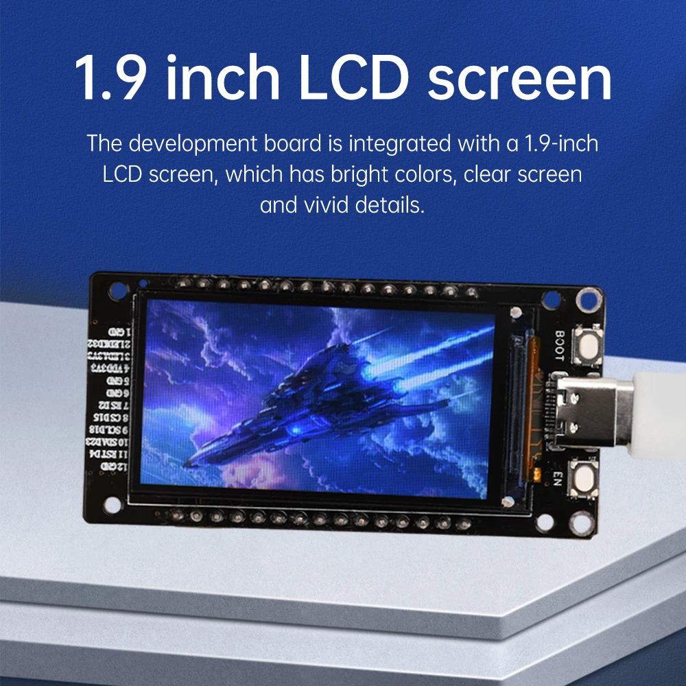 ESP32 وحدة بلوتوث WiFi + BT + BLE MCU مجلس التنمية 1.4/1.9 بوصة شاشة LCD Type-C واجهة وحدة لاسلكية إلكترونية