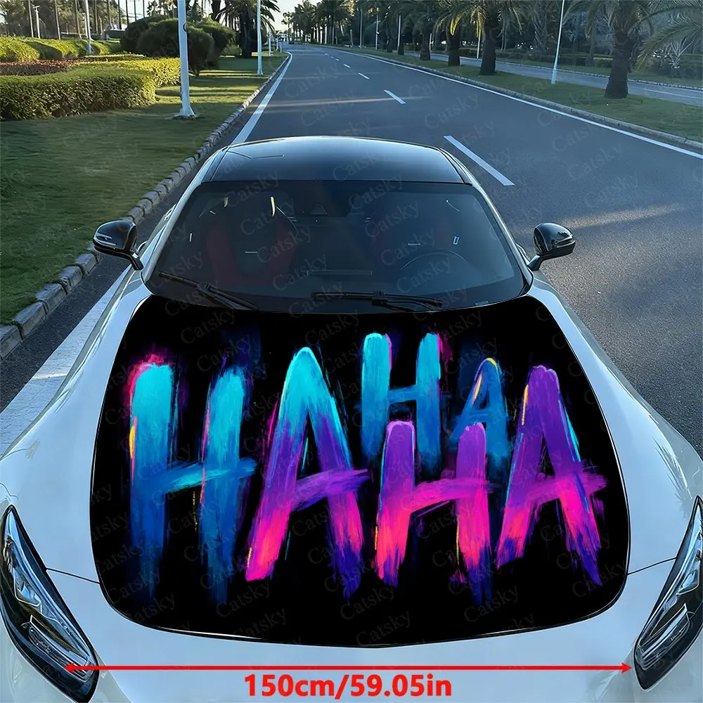 Hip Hop Style Letters Car Hood Decal Sticker, Durable Car Vinyl Wraps Suitable For Most Vehicles, Car Engine Hood Protective Fil