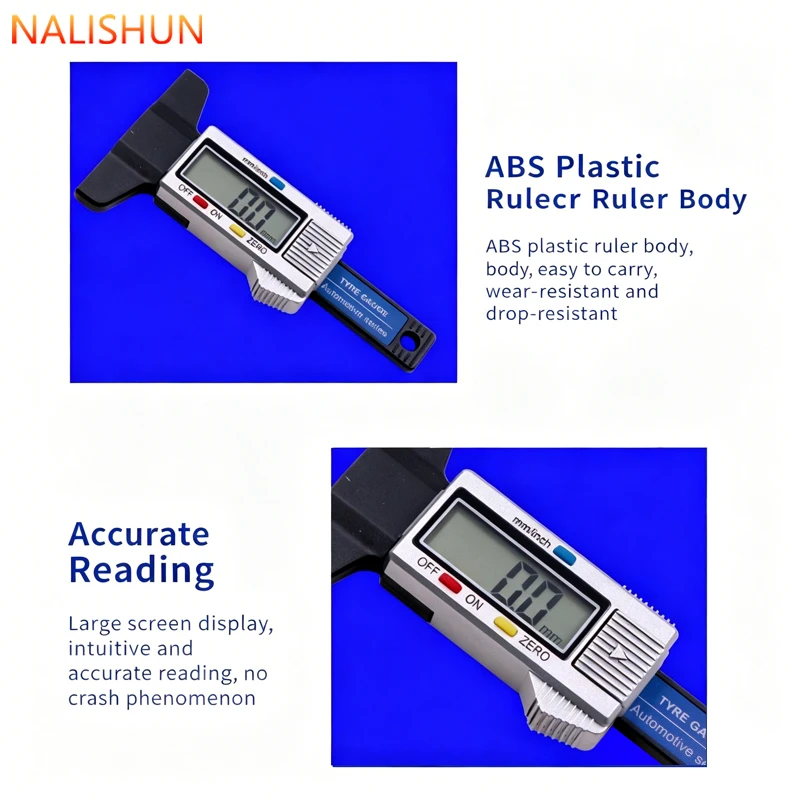 1PC Digital LCD Tire Tread Depth Gauge Caliper For Car Tire 0-25mm Measurer Tool Caliper Repair Tools with a Battery