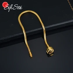Sifisrri Fashion Stretch Bracelet for Women Stainless Steel Elasticity Link Chain Gold Color Friend Birthday Party Jewelry Gift