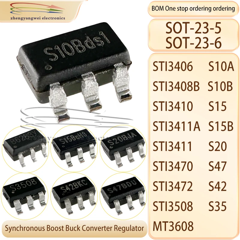 10 STI3408B S10B STI3406 S10A STI3410 S15B STI3411A S15B STI3470 S47 STI3472 S42 STI3508 S35 STI3411 S20 MT3608 DC-DC Power Chip
