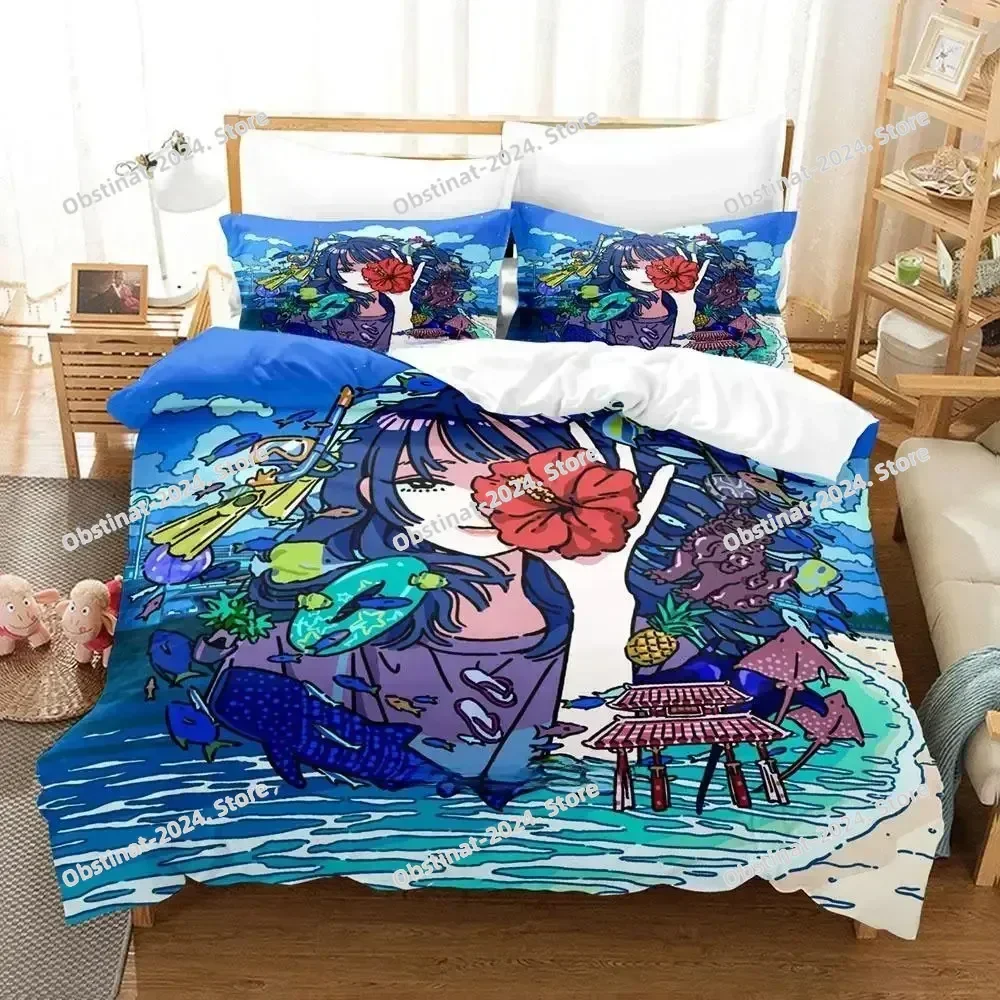 

3d Printing Anime Deji Meets Girl Bedding Set Cartoon Anime three-piece set Adult Kid Bedroom Duvet cover Sets 3D Kawaii Girls