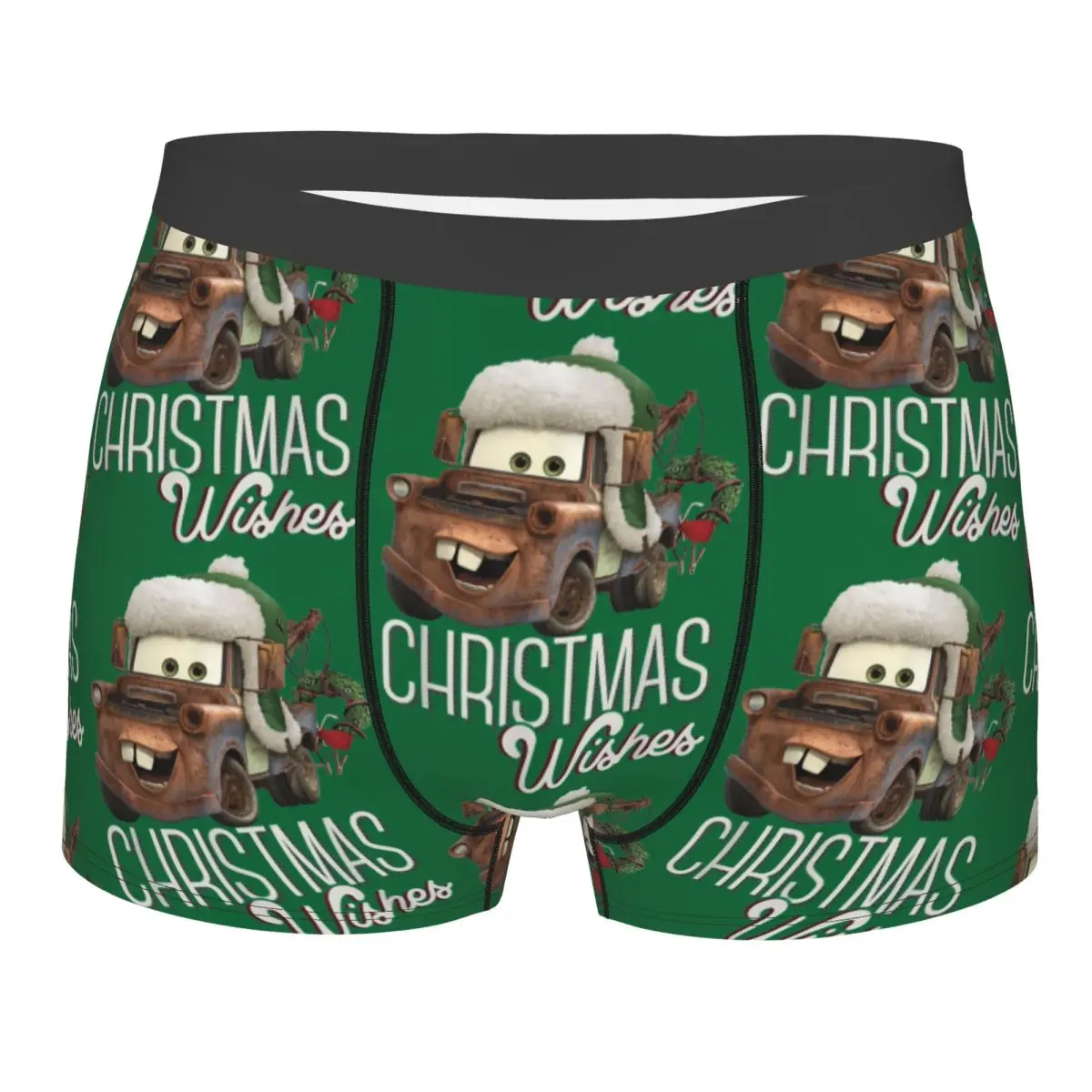 Men\'s Mater Christmas Wishes Lightning Mcqueen Boxer Shorts Panties Breathable Underwear Homme Printed S-XXL Long Underpants