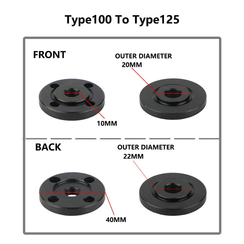 

Angle Grinder Adapter 100 to 125 Angle Grinder Thread Replacement Inner Outer Flange Nut Metal Pressure Plate Accessories Tools