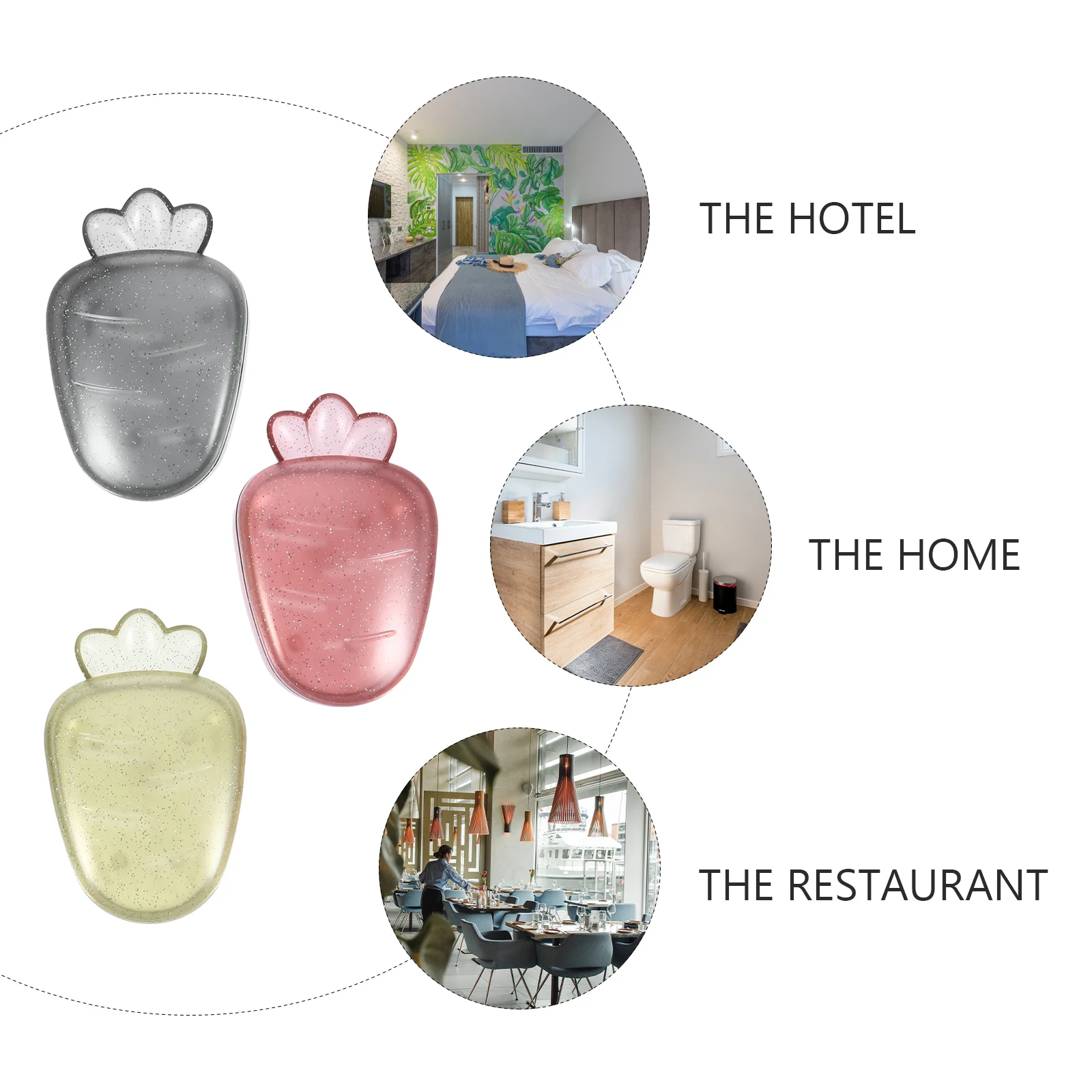 

3pcs Creative Cartoon Dish Double Drain Soap Holder Carrot Shape Removable Hollow Base Water Drain Soap Storage Case