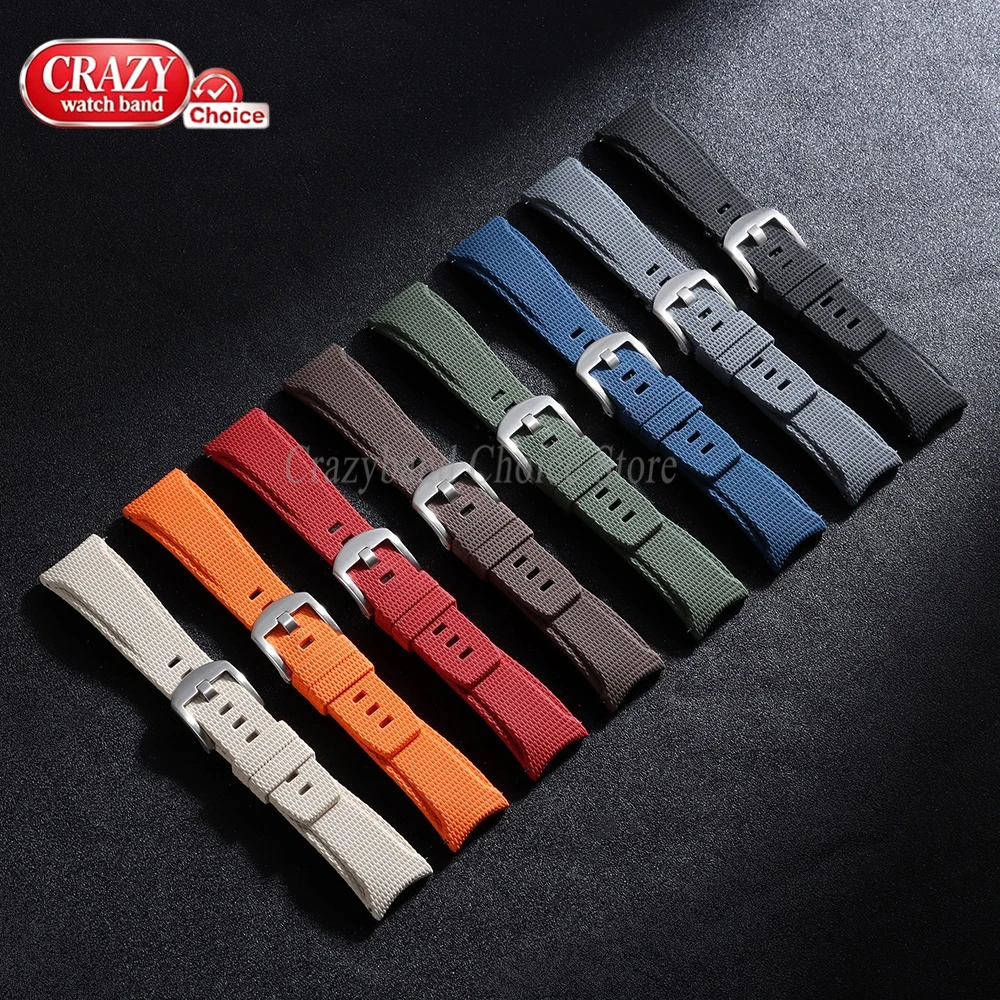 20/21/22mm FKM Rubber Straps Quick Release Universal Sport Bracelet Waterproof Brown Watch Band for Longines for Omega for Seiko view 5
