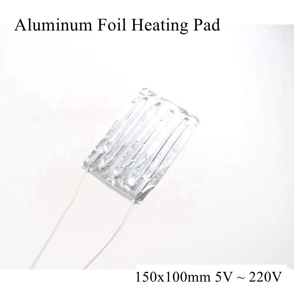 150x100mm 12V 24V 220V Aluminum Foil Heating Pad Mat Band Heater Sheet Plate Self Adhesive Flexible Waterproof 3D Printer Diesel