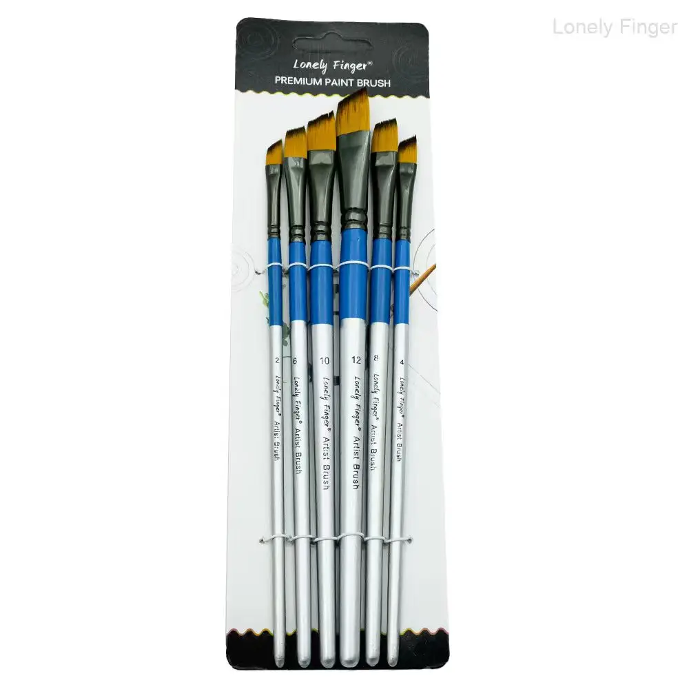 Kunstenaar penselen set, 6 stuks professionele hoekige penselen voor acryl aquarel olieverfschilderij, gezicht lichaam nagelkunst, ambachten