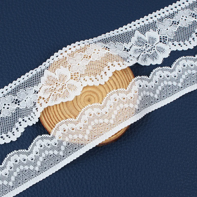 New 2-3cm White Lace Fabric 5 Yards Embroidery Trim Ribbon Brocade Fabric Craft  Eyelet Lace Trim High Quality Cotton Decoration