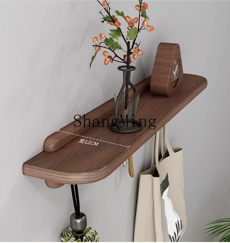 

HJ solid wood wall rack bedroom wall decoration baffle living room background TV entrance cabinet