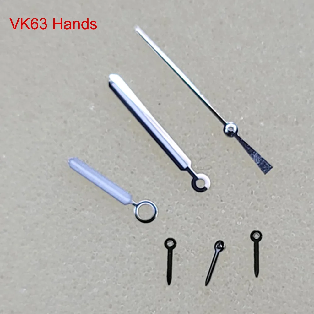 VK63 Watch Hands Silver Watch Pointers With Green Luminous for VK63 Movement Wristwatch Accessories