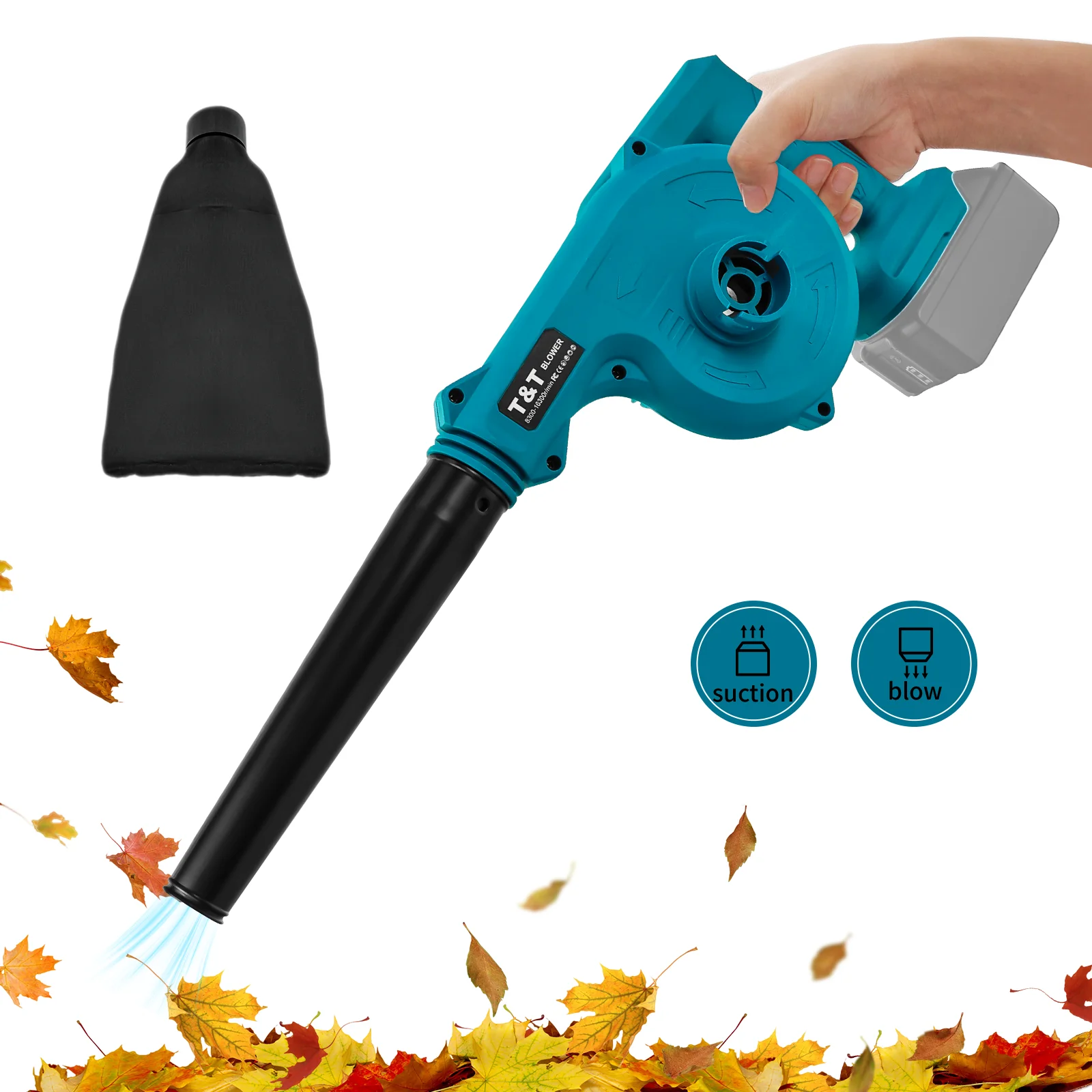 Cordless Leaf Blower for Makita 18V Battery Jobsite Air Blower 2-in-1 Handle Electric Blower and Vacuum Cleaner (No Battery)