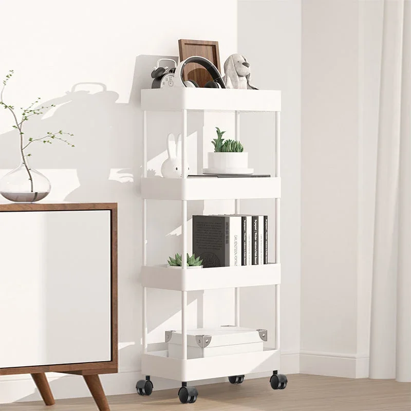 3/4 Tier Rolling Cart Storage Shelf Movable Gap Storage Rack Kitchen Bathroom Large Capacity Organizer Snack Cosmetic Holder