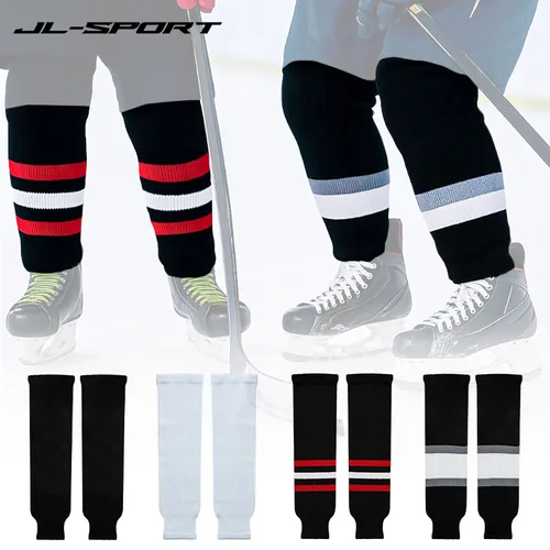 Imagen 1 del producto Calcetines protectores para piernas para deportes al aire libre, calcetines de Hockey sobre hielo para hombres y mujeres, calcetines hasta la rodilla para entrenamiento profesional, protección para piernas y Hockey sobre hielo