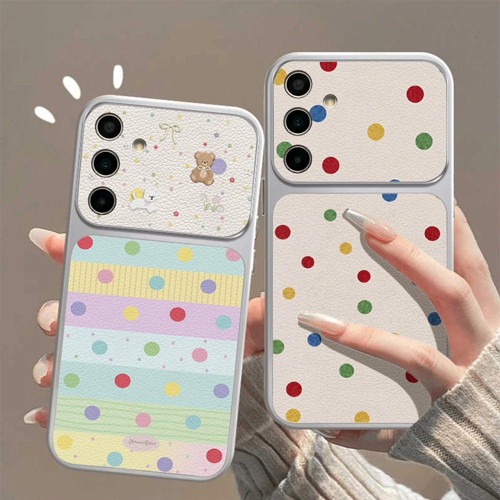 Candy Color Dots Lichee Phone Case For Samsung S26 Ultra A07 A17 A57 A56 A37 A27 S25 S24 S23 Ultra FE A55 A54 A53 A36 A16 Cover