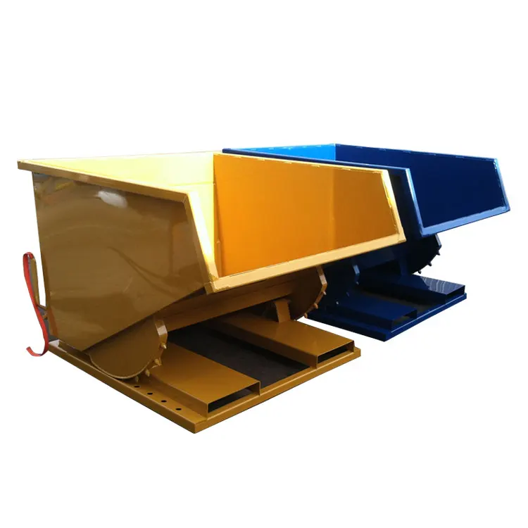 Custom tilting industrial load forklift accessories, tipping bucket forklift waste management equipment, dump hopper, flip box
