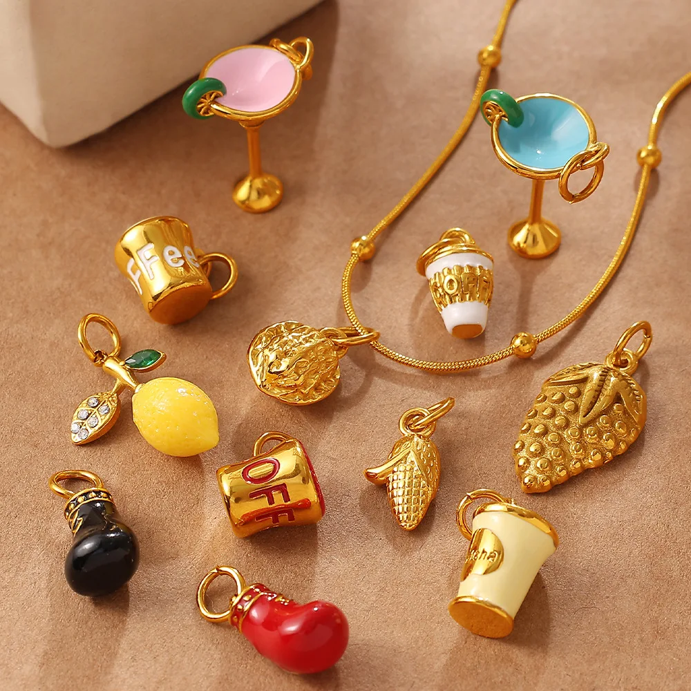 Fashionable Three-dimensional Coffee Cup Cocktail Glass with Various Shapes DIY Pendant for Jewelry Creative Accessory