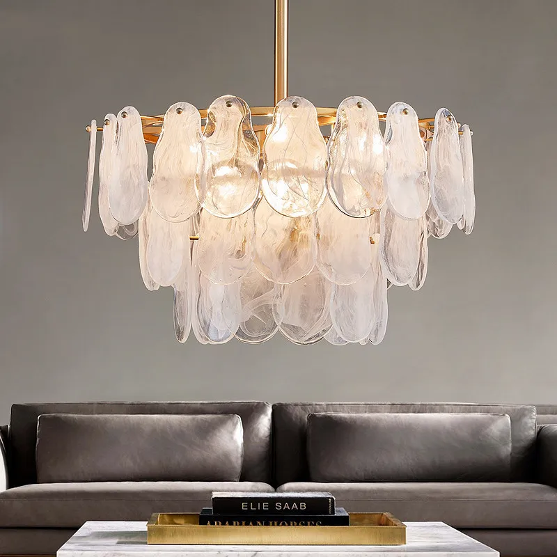 

Postmodern LED Frosted Blass Cloud Bubble Chandelier Golden Round/Long Pendant Light Living Room Ceiling Hanging Lamp