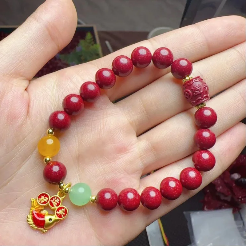 Boutique High-Content Purple Gold Sand Has More Wealth Every Year Rolling Bracelet Enamel Color with Agate Beads Hot Sale