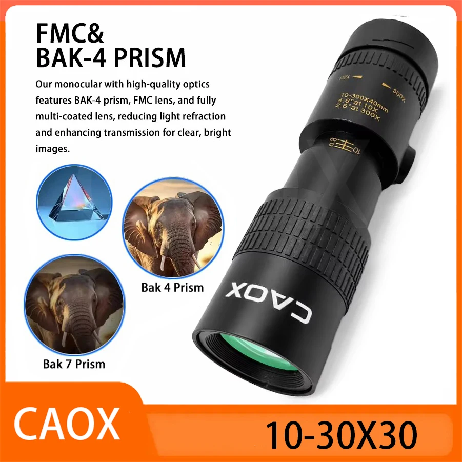 CAOX 10-30x40 Monocular Telescope High-Power Dual Focus Optical Zoom Scope High Magnification Long Range Night Spyglass Telescop