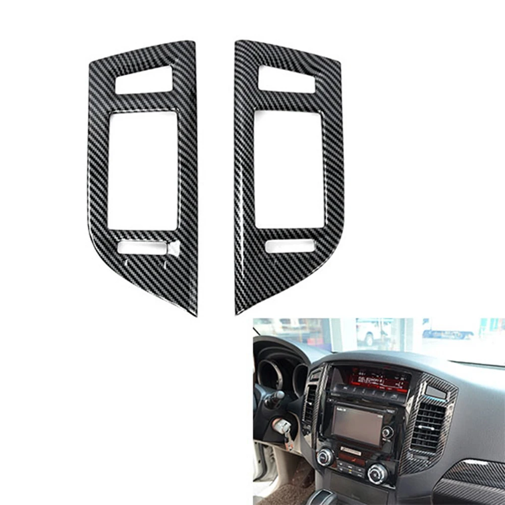 Car Carbon Fiber Interior Dashboard Center Console Air Vent A/C Outlet Frame Cover Trim for Mitsubishi Pajero 2007-2019