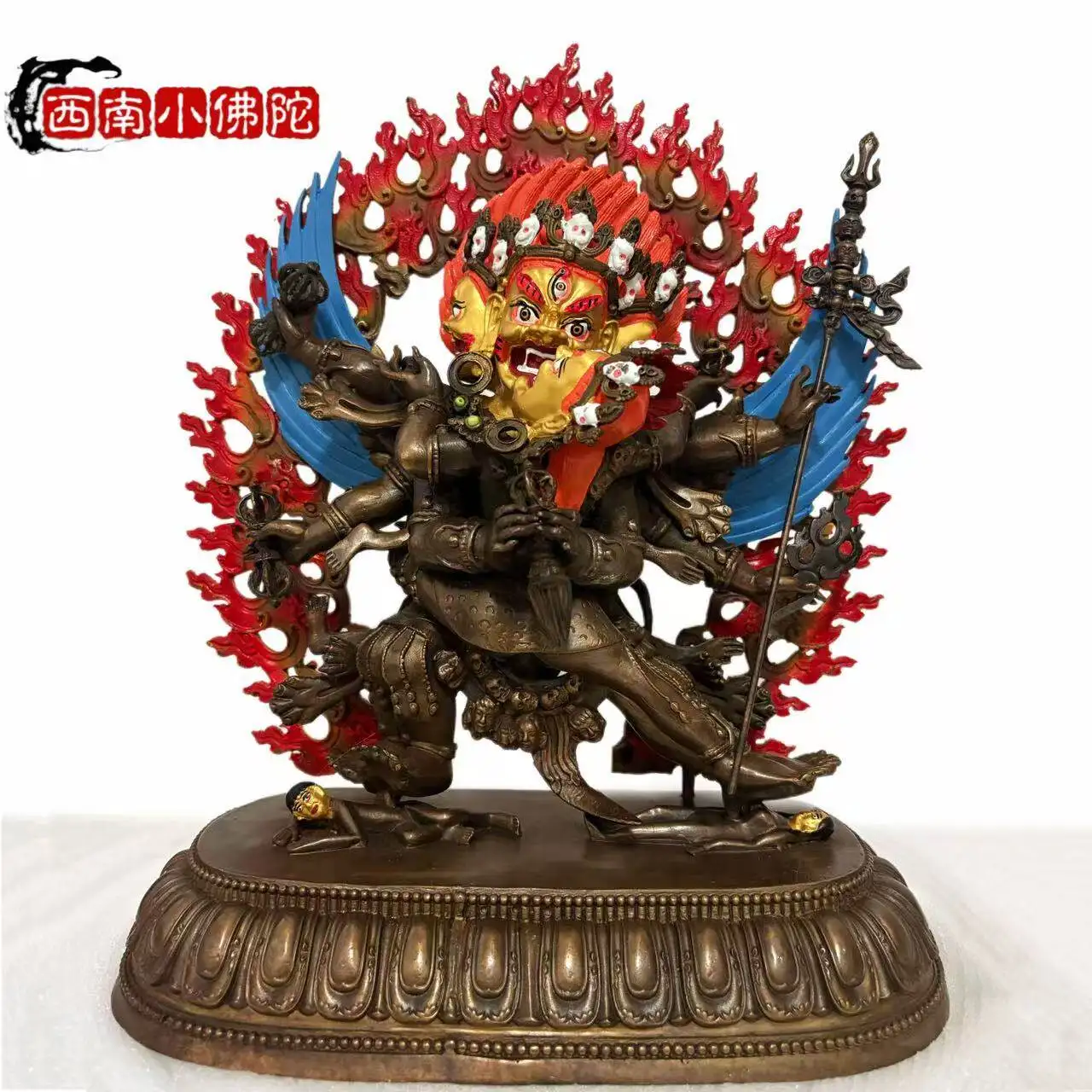 Puba King Kong, adorno para salón budista tibetano Xizang de 10 pulgadas, artesanía oriental tibetana, cabeza de caballo de cobre puro, King Kong