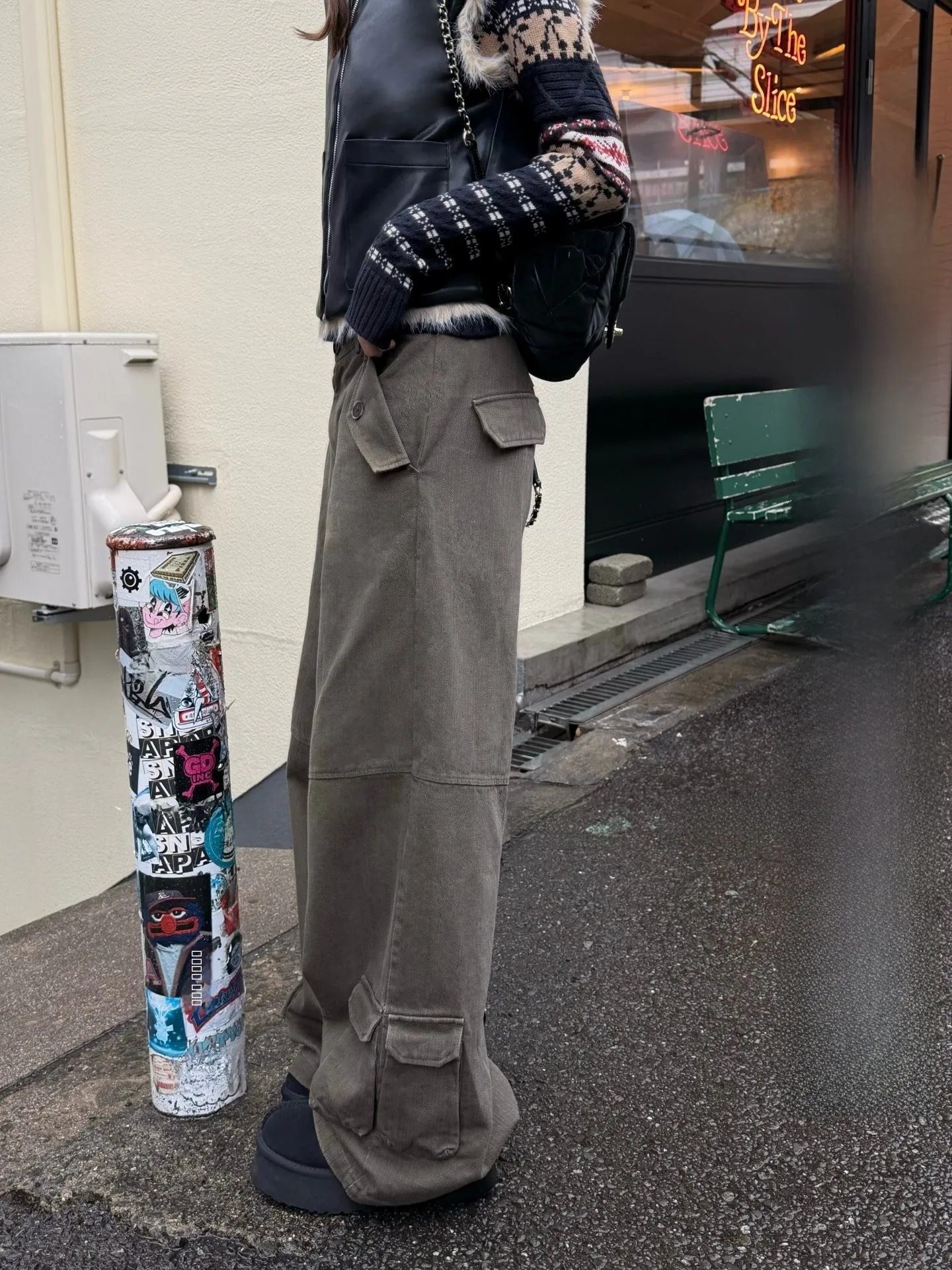 

Good Fit Retro Waed Bamboo Pattern Work Pants Women's Full Cotton Multi ket Casual Wide Leg Pants ato Hero