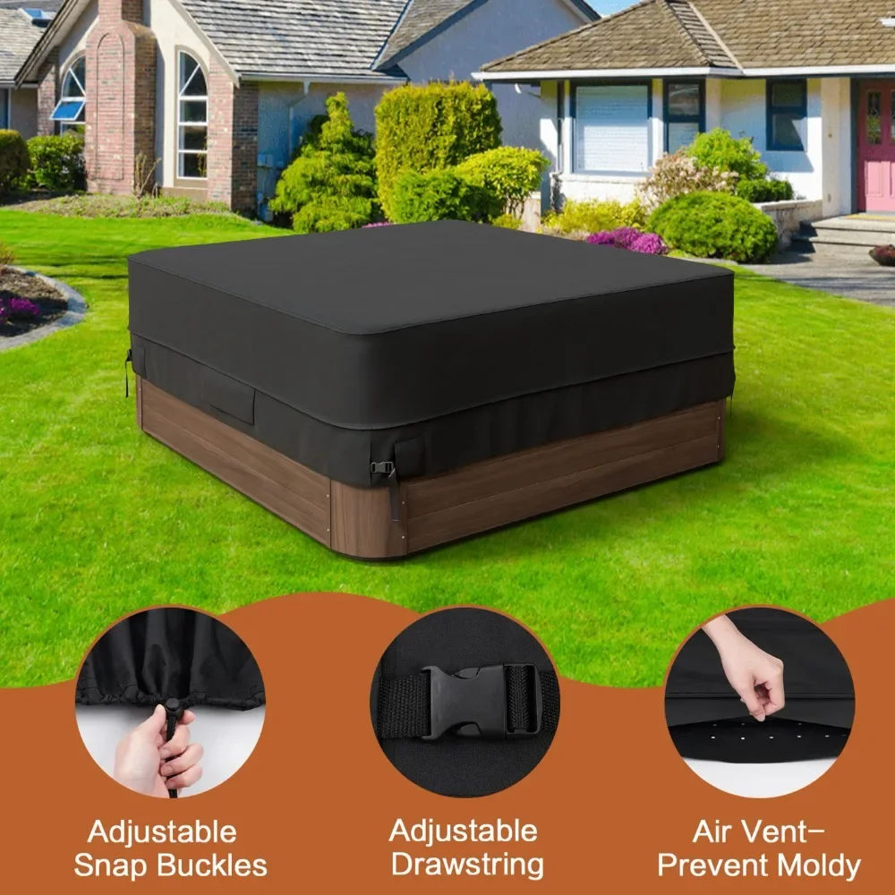 Square Hot Tub Dust Cover Cap Swimming Pool Waterproof  Anti-UV Outdoor Warm Spa Hotspring Anti-Fall Leaves Snow Rain Dust Cover