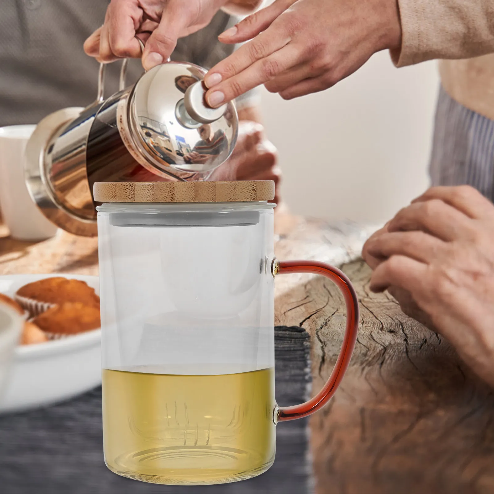 450ml Glass Tea Cup with Built-in Filter, Leak-Proof Lid – for Loose Leaf Tea, Flowering Tea, Coffee, Juice, Milk