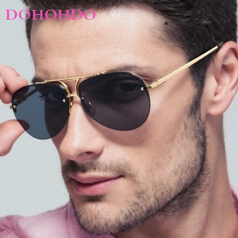

Fashion Metal Half Frame Pilot Sunglasses Women Brand Designer Glasses For Men Summer Traveling Fishing Sunglass Men UV400 Очки