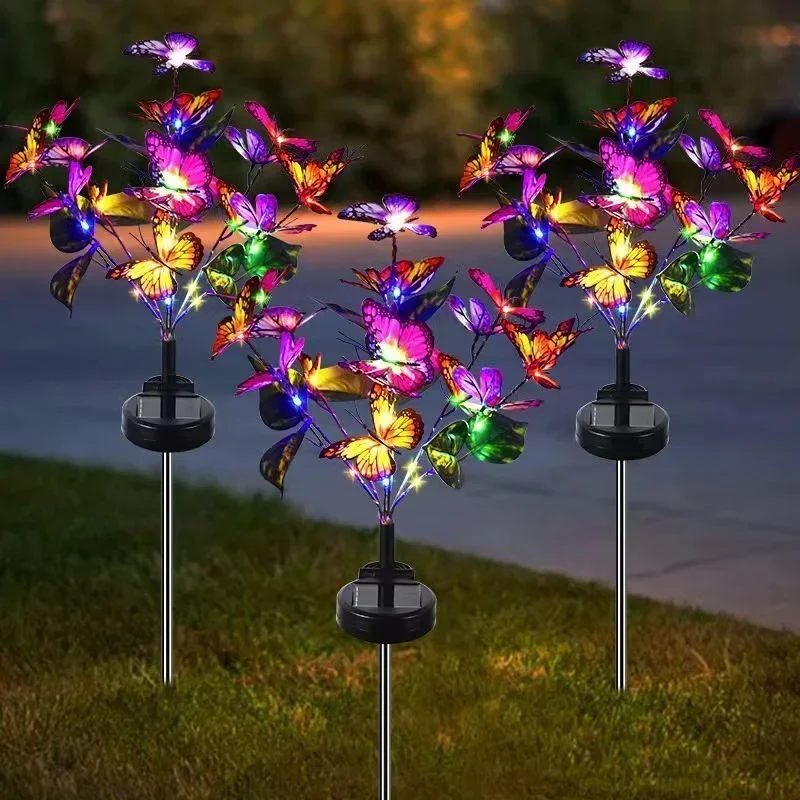 Solar Landscape Lawn Yard Light Butterfly Garden Light Outdoor Solar Stake Light Changing