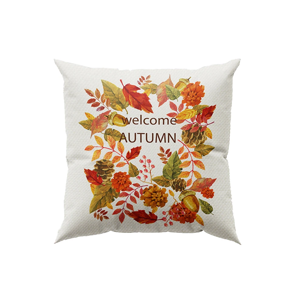 Red Leaf Fall Pillow Cover Elk Plant Thanksgiving Cushion Cover Living Room Bedroom Autumn Harvest Pillow Covers Home Decorative