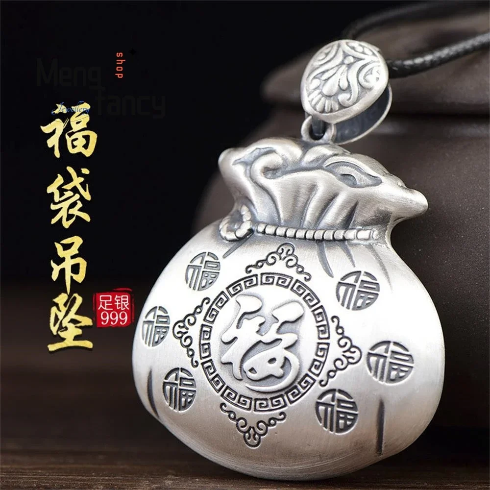 

S925 Silver Wealth Blessing Bag Pendant Ethnic Vintage Style Mascot Exquisite High-grade Best Selling Handicraft Fashion Jewelry