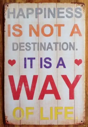 Metal Wall Sign Vintage Plaque Positive Inspirational Quote Happiness Gift Home