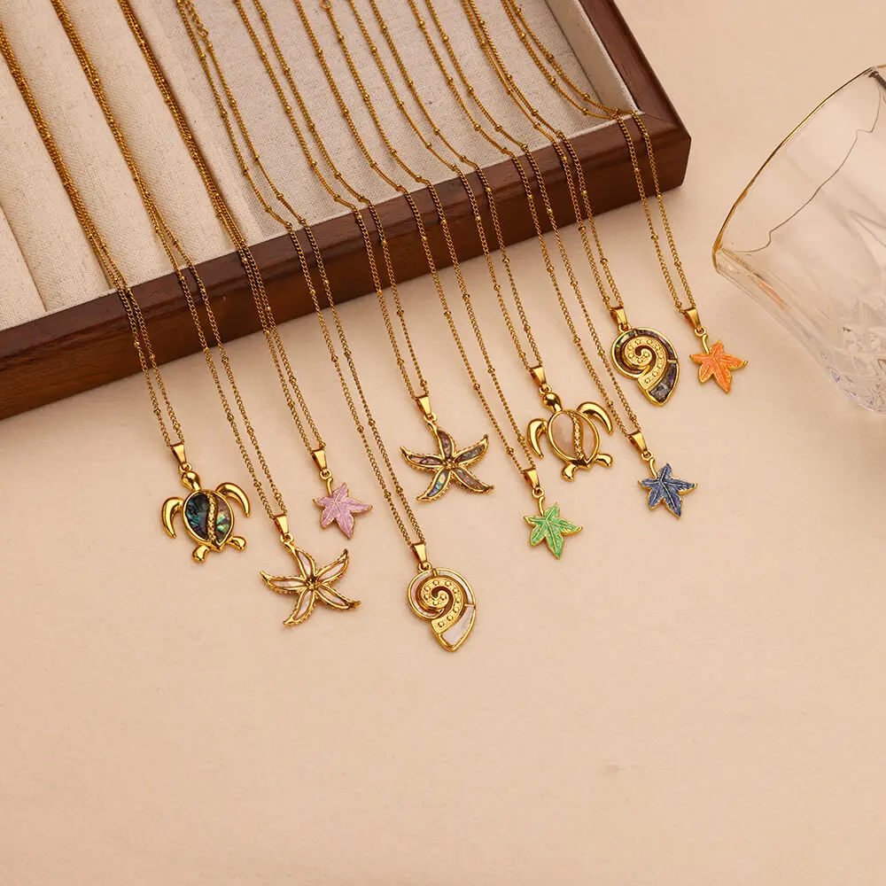 

Модный оранжевый зеленый эмаль звезда кленовый лист ожерелье для женщин нержавеющая сталь шарм ожерелья золотые ювелирные изделия аксессуары подарки