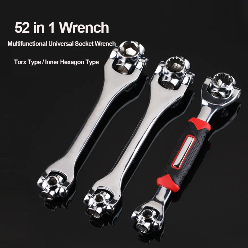 Tiger Wrench Tools Universal Wrench 52 In 1 Multifunctional Socket Wrench Set 8 In 1  360 Degree Rotation