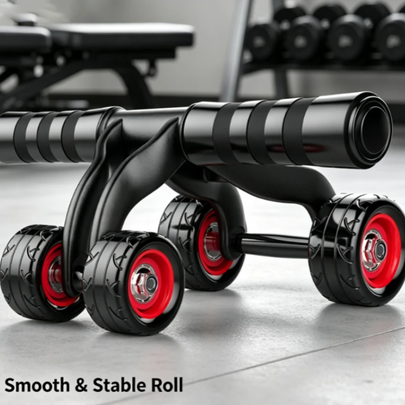 4-Wheel Auto-Rebound Ab Roller for Home Gym Core Workout Men Women Silent Non-Slip Wheel Fitness Equipment