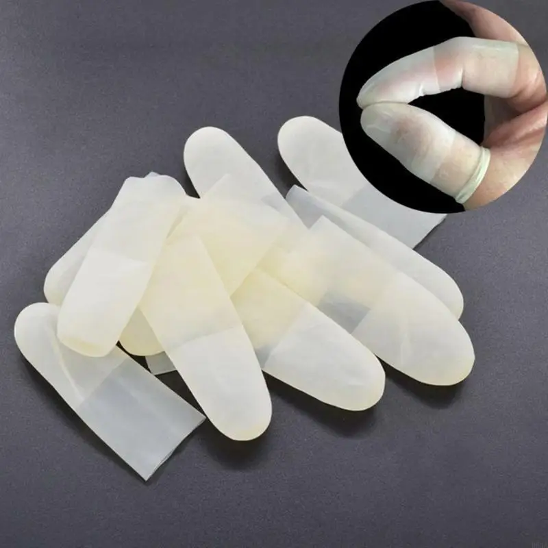 100pcs يمكن التخلص من حماة أصابع اللاتكس التي يمكن التخلص منها بأكمام واقية من أصابع الإصبع من أجل الوقاية من غبار العمل الدقيق