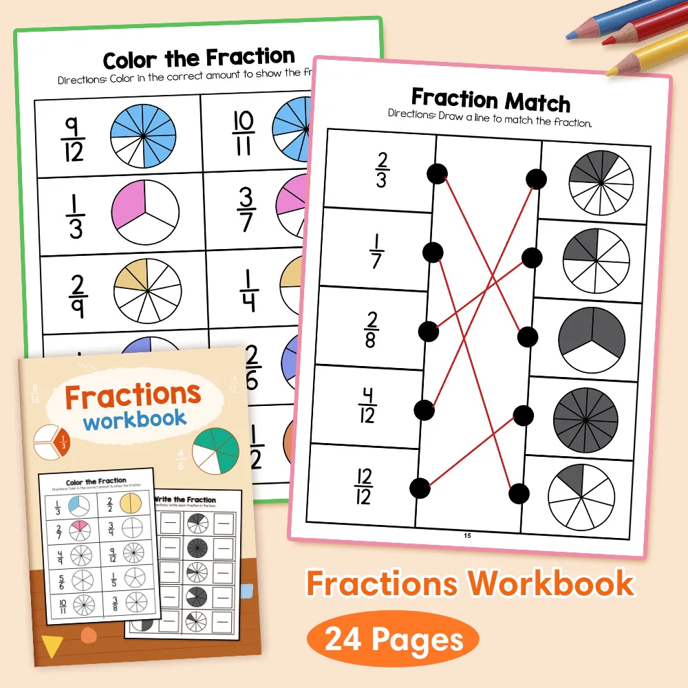 

Mathematics Score Training Book Fraction Learning Educational Manipulatives Paper Early Childhood Enlightenment Kit