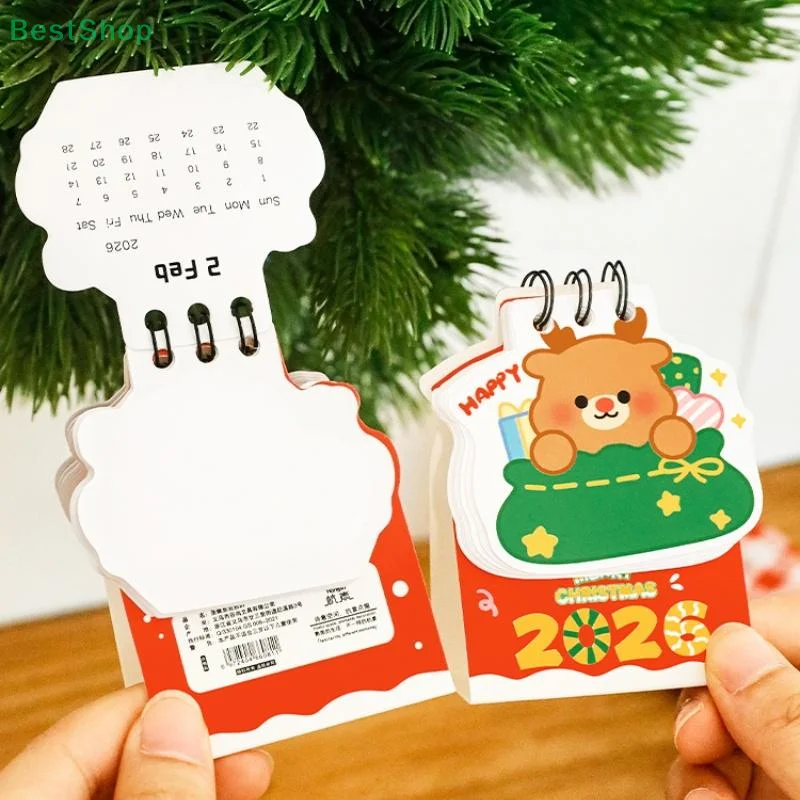 2026 Christmas Desk Calendar Mini Cartoon Cute Patterns Table Calendar Creative Desktop Decoration Daily Planning Small Monthly