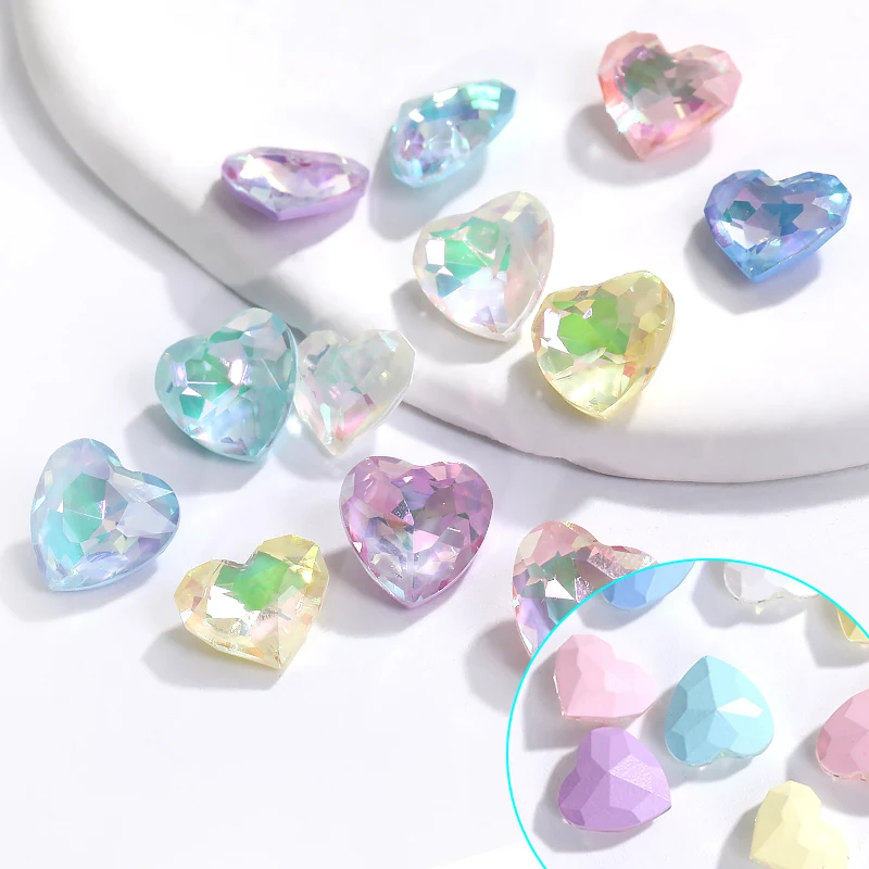 10mm Heart Pointback Crystal Glass Rhinestone Shiny Nail Charms Jewelry Making Stones Wholesale DIY Accessories