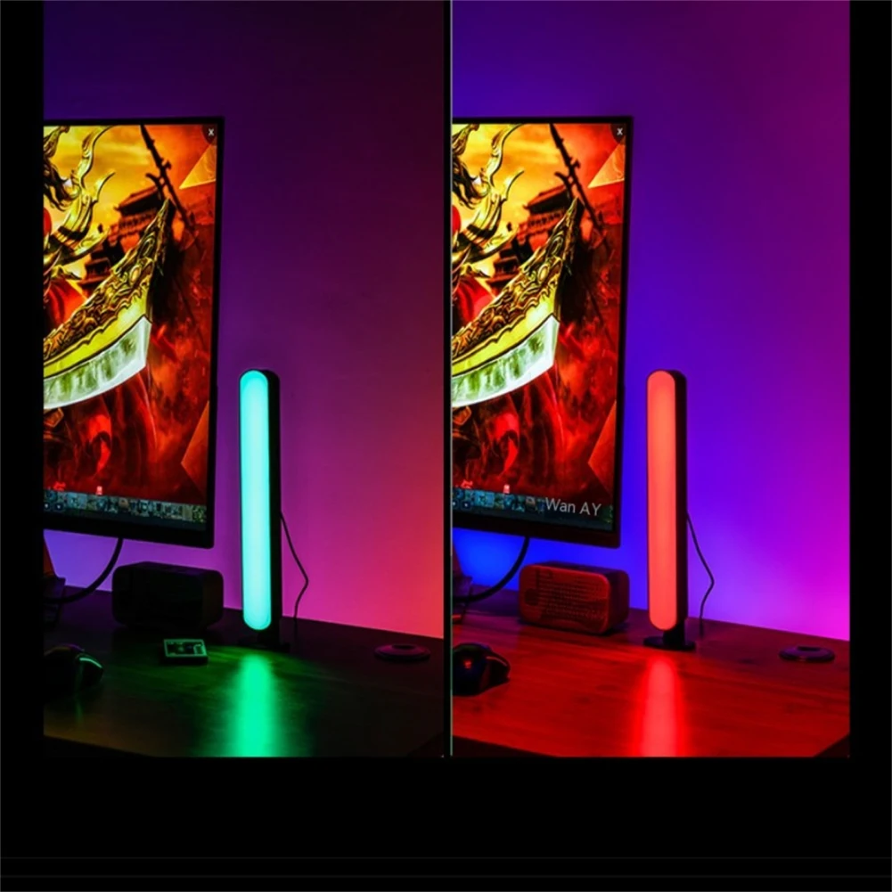 RGB LED Desk Lâmpada Atmosfera, Controle Remoto, 5V, Desktop Night Lights, Adequado para Gaming TV, Decoração do Quarto, 2Pcs