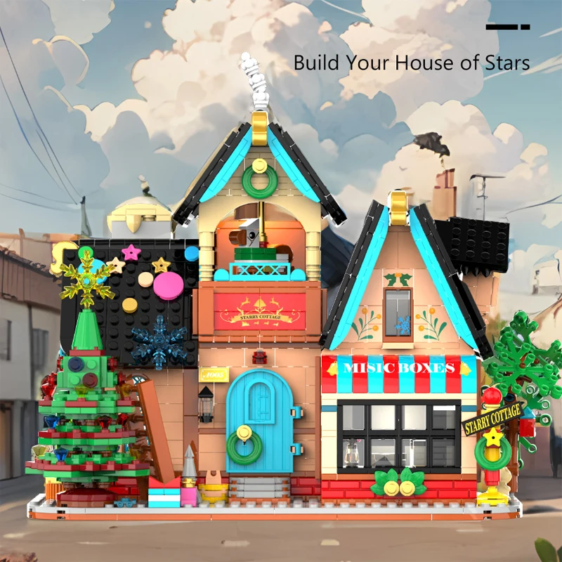 Starry cottage building blocks toy Villa house Architectural model mini bricks set ABS plastic boys and girls birthday gift