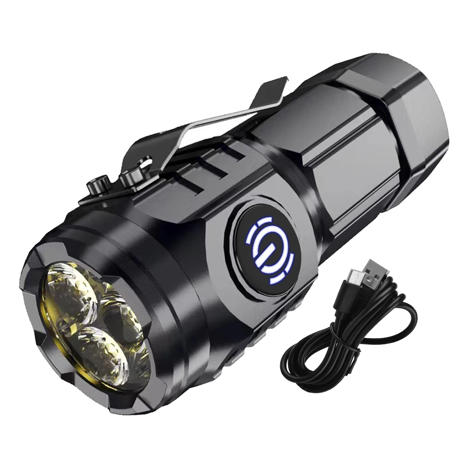 Rechargeable LED Flashlights Three-Eyed Monster Mini Flash Super Power Flashlight With 5 Modes For Camping Portable Lighting