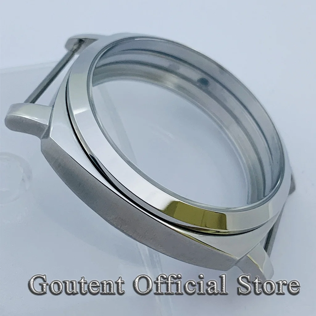 Goutent 42mm Silver Watch Case Sapphire Glass Sterile Steel Case ETA 6497 6498 Seagull ST3600 Movements